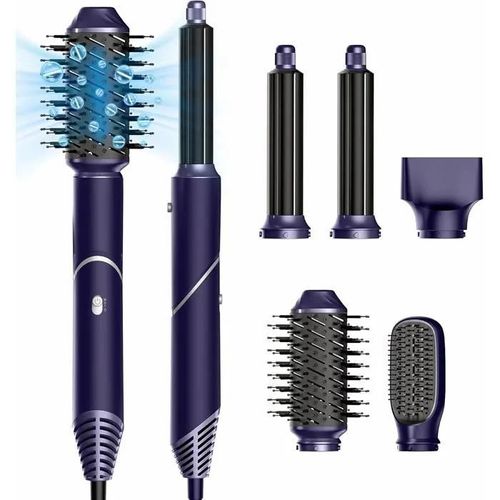 Brosse Soufflante Chauffante 5 En 1 1000w - Sèche-Cheveux & Boucleur Ionique Anti-Frizz - Coiffure À Domicile.