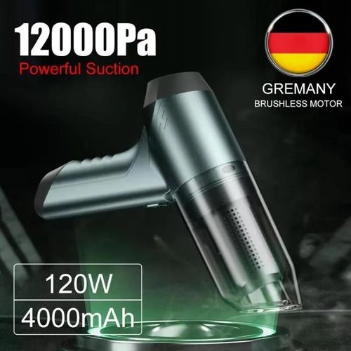 12000pa-120w Aspirateur De Voiture Puissant Sans Fil-2 En 1 De Voiture Et Maison Sans Fil -Vert.