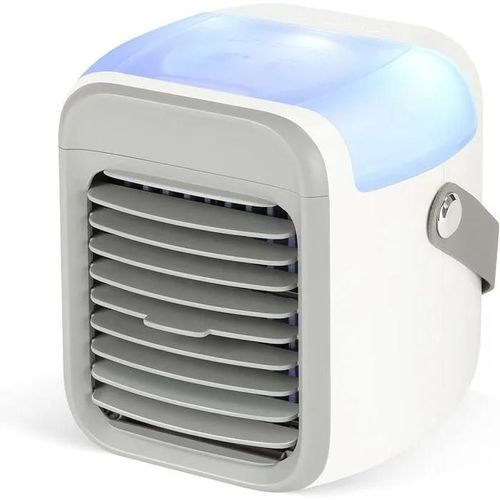 Climatiseur mobile 4 en 1, mini refroidisseur d'air USB, silencieux, avec réservoir d'eau, poignée portable, 7 lumières LED.
