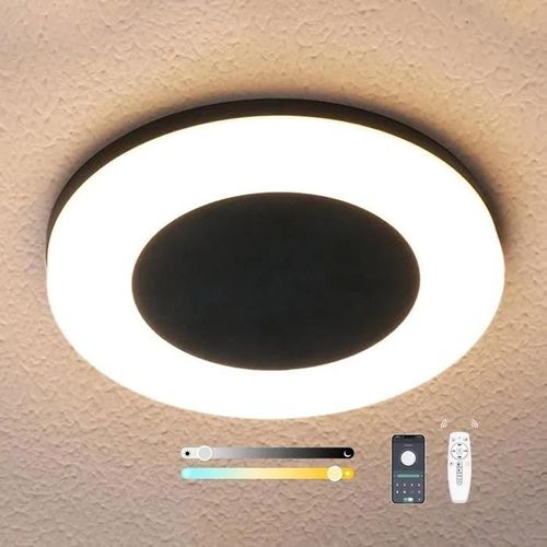 Plafonnier Extérieur Led Étanche 18w, 2700-6500k Dimmable Avec Télécommande Et Appli, Aluminium 230v, Luminaire Terrasse.