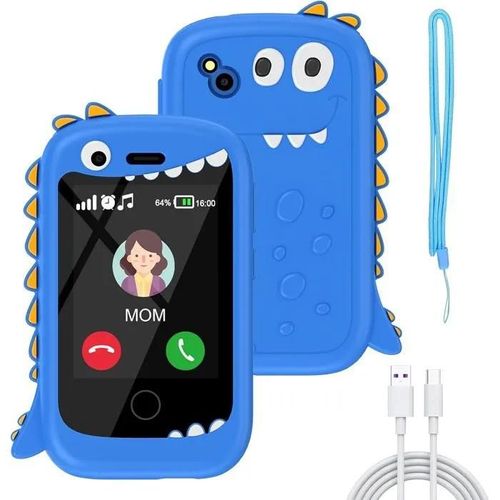 Téléphone Portable Enfant Alutoria, Jouet Smartphone SOS, Musique, Livre Audio, Cadeau 4-10 Ans, Bleu.