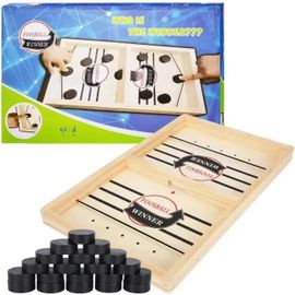 2 en 1Jeu de Table de Hockey Portable en Bois, Coffret Jeux de Société Famille, Jeu de Plateau de Bataille, Jeu déchecs Interactif.
