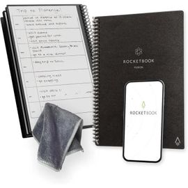 Agenda Réutilisable Rocketbook Fusion, Taille Executive 15 X 22,4 Cm, Noir - Objectifs, Calendrier, To-Do Lists, Pages Lignées.
