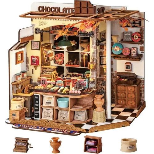 Rolife Maison Miniature 3d Chocolaterie Henry's, 330 Pièces, Kit Maison De Poupée En Bois, Book Nook Pour Adultes Et Ados.-Underscore