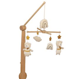 Mobile Musical En Bois Avec Jouets En Coton
