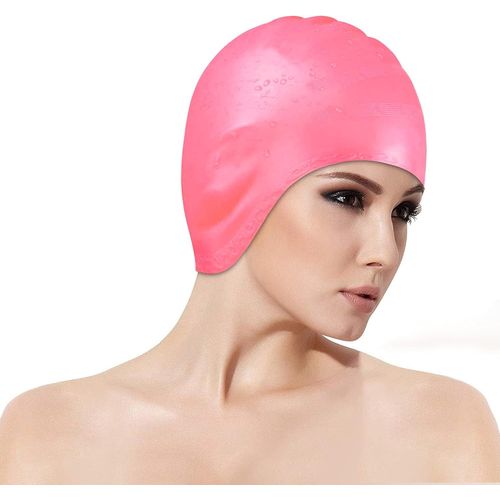 Imperméable À L'eau Imperméable Bonnet De Bain En Silicone Pour Les Hommes, Les Femmes Et Les Cheveux Longs. Adolescent (Rose)