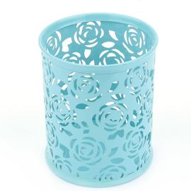Pot À Crayons En Métal, Motif De Rose Creuse, Organiseur De Bureau, Panier De Rangement Pour Fournitures De Bureau (Couleur : Bleu)