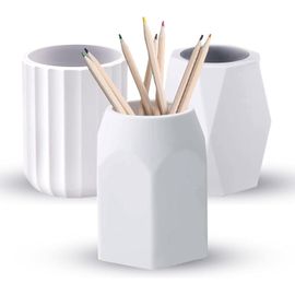 Silicone Porte-Crayon, 3 Pièces Géométriques Porte-Crayon Créatif De Silicone De Conception De Crayon Tasses De Bureau Papeterie Organisateur Stylo Conteneur Pour Bureau À Domicile