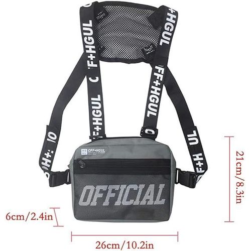 Sac De Poitrine Unisexe Style Hip-Hop, Sac  Bandoulire Tendance