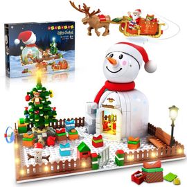 De noël de la Maison de Jeu de Construction avec Éclairage LED - 573 Pièces d'Hiver Vacances de la Construction de Bloc Kit Arbre de Noël Décoration Jouets Cadeaux pour les Ados, les Enfants, les Fi