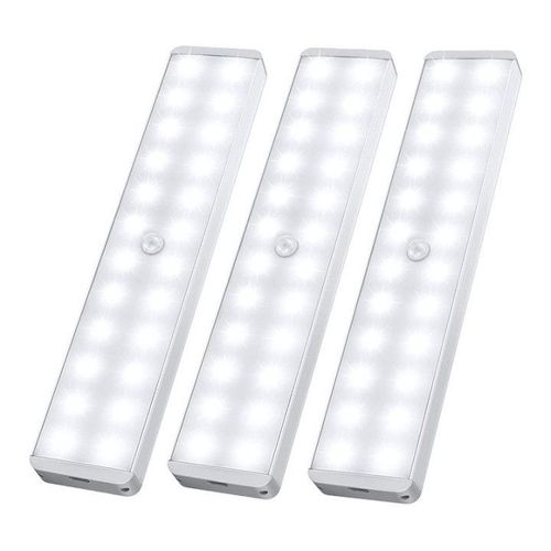 Éclairage De Placard À Led, 24 Led Rechargeables Par Usb, Avec Détecteur De Mouvement Et Télécommande, Barre Lumineuse Sans Fil À Fixer Partout, Idéale Pour La Cuisine Et L'armoire (5 Pièces).