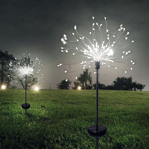 Lot De 2 Lampes Solaires De Jardin Étanches En Forme De Feux D'artifice, Lampes Solaires D'extérieur Multicolores, Lampes Solaires Starburst, Pour Parterres De Fleurs Et Fêtes