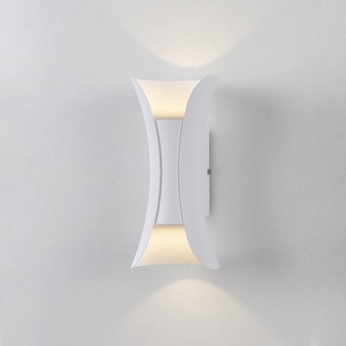 Applique Murale Intérieure/Extérieure, Métal, Lumière Chaude 6 W, Blanc, Hauteur 15 Cm
