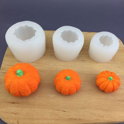 Moule En Silicone En Forme De Citrouille 3d, 3pcs Halloween Citrouille Bougie Moule Bricolage Bougie Faire Halloween Thanksgiving Décoration Artisanat Cadeau