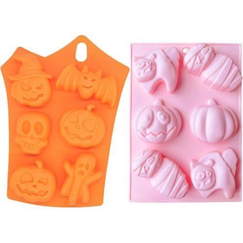 2pcs Halloween Des Moules En Silicone, 3d Non-Bâton De Cuisson Des Moules, De La Citrouille De Chocolat Momie-Esprit Moules À Bonbons Pour Le Bricolage Gâteau À La Mousse À Décorer Les Muffins À La Fabrication De Savons, Des Biscuits Maison