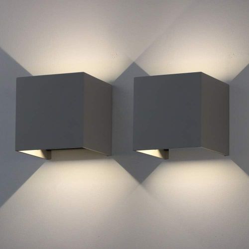 Appliques Murales Led 6 W, 2 Pièces, Éclairage Intérieur/Extérieur Réglable Vers Le Haut Et Vers Le Bas, En Aluminium, Blanc Naturel, Appliques Murales Modernes Ip65, Gris Foncé