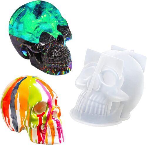 Moule À Bougie 3d En Forme De Tête De Mort, Pour Halloween, En Silicone, En Époxy, Pour Décoration D'intérieur, Pour Savon, Pour Fête D'halloween