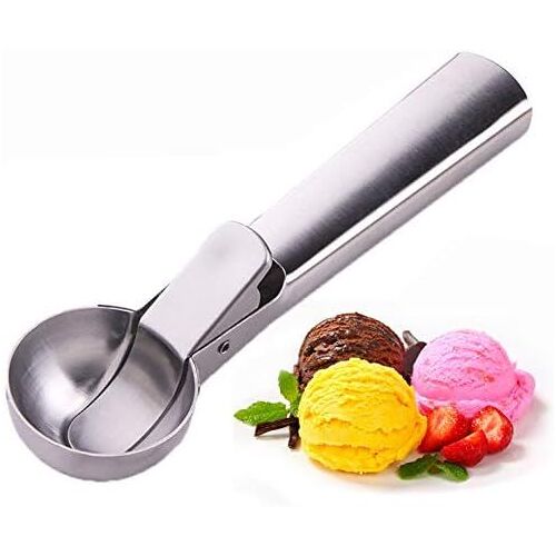 Acier Inoxydable Cuillère À Crème Glacée,Boules Cuillère À Crème Glacée Avec Déclencheur Pratique,Dipper Pour Fruits,Cuillère À Melon D'eau