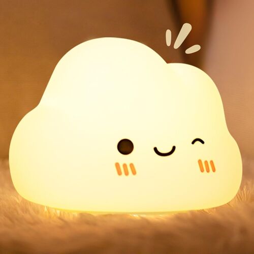 Veilleuse Bébé Nuage Veilleuse Enfant Rechargeable, 7 Couleurs 3 Luminosité, Veilleuse Bebe Maternité, Lampe De Chevet Enfant Deco Chambre Bebe, Blanc