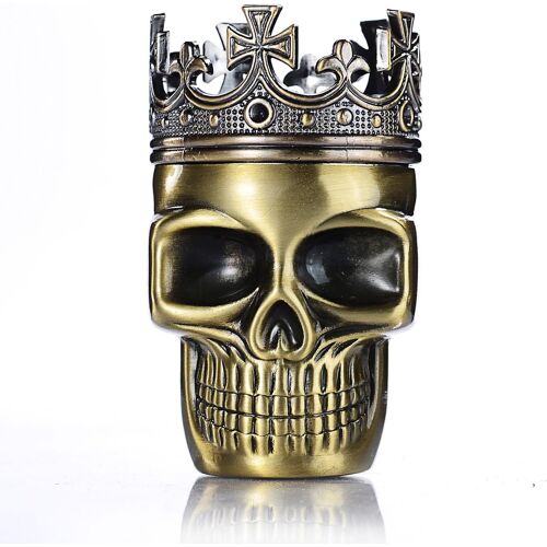 Herb Grinder King Skull Age Couronné Roi Crâne Pollen Crusher pour épice,café,Herb,Kraeuter,Épices (Bronze)