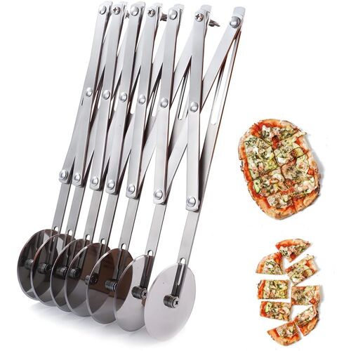 Mevronisshop-Coupe-Pâte À 7 Roues Pizza Cutter Diviseur De Pâte En Acier Inoxydable, Coupe-Pizza Ajustable Trancheuse À Pizza, Couteau À Pâtisserie, Séparateur Avec Poignée