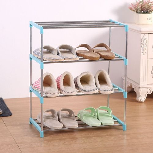 Étagère À Chaussures Bleue Empilable À 4 Niveaux, Légère Pour Entrée, Couloir Et Placard