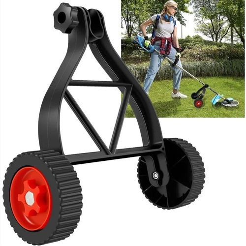 Roue de support pour débroussailleuse, tondeuse poussée, accessoires de roue de support réglable, convient pour débroussailleuse, coupe-bordures, débroussailleuse et tondeuse à gazon