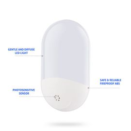 Veilleuse Automatique Pour Enfant Avec Capteur Crépusculaire, Économie D'énergie, 0,7 W, Pour Chambre De Bébé, Salon, Garage, Blanc Chaud