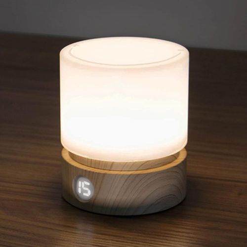 Veilleuse Avec Minuteur, Petite Lampe De Chevet, Veilleuse Led Pour Enfants, Veilleuse Bébé, Grain De Bois, Intensité Variable, Rechargeable