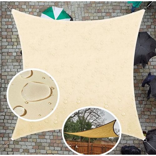 Voile D'ombrage Rectangulaire Imperméable 2 X 2 M, Voile D'ombrage Pes Résistant À L'eau, Filet Rectangulaire 3 X 2 M, Avec Protection Uv À 98 % Pour Terrasse Extérieure, 2 X 2 M Sable