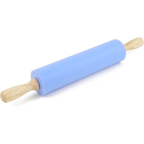 1 Rouleau À Pâtisserie En Silicone Avec Surface Antiadhésive Et Manche En Bois (Bleu)