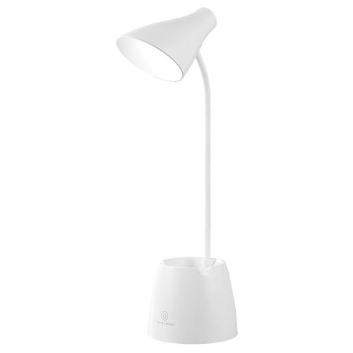 Lampe De Bureau Led Avec 3 Modes D'éclairage, Lampe De Bureau Flexible À 360°, Col De Cygne, Porte-Stylo Et Support Pour Téléphone Portable, Idéale Pour La Lecture Ou Le Dortoir Des Enfants (Blanche)