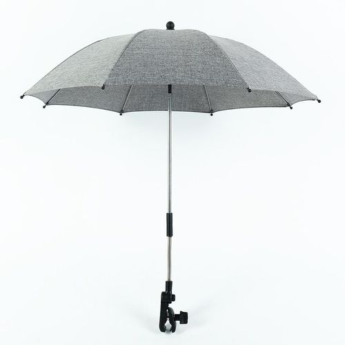 Ombrelle Universelle Pour Poussette, Anti-Uv, Diamètre 73 Cm, Fixation Pour Tube Rond Ou Ovale, Flexible Et Orientable, Avec Clip Pour Poussette Fauteuil Roulant - Gris