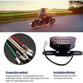 Feu Arrière De Moto Intégré 12 V, Clignotants, Support De Plaque D'immatriculation, Feu Arrière Led Universel Pour Moto (Support Noir, Couvercle Fumé)