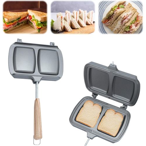Sandwitch Toaster, Croque Gaufre, Appareil Panini Grill Antiadhésive, Plaques De Cuisson Double Face Détachable Avec Poignée Pour Panini Collation Et Petit Déjeuner