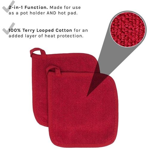 Lot De 2 Maniques En Coton Éponge (Rouge Paprika)