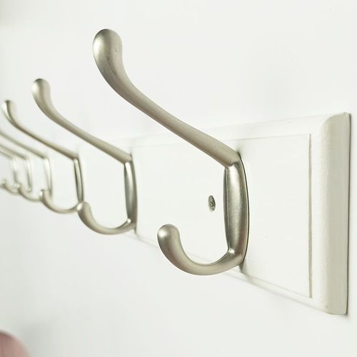 Porte-manteau mural en bois - Patères - 3 crochets standards 36 cm, blanc, 1 pièce