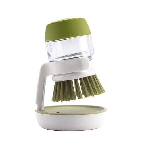 Vert Plat de la Brosse avec Distributeur de Savon, Cuisine Brosse à Main pour le Nettoyage de la Vaisselle, des Pots, des Casseroles et des Puits