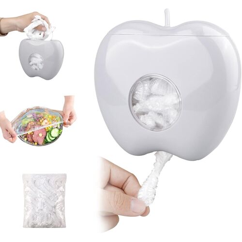 Boîte de rangement pour film alimentaire avec 100 sacs alimentaires élastiques jetables, sacs hermétiques transparents, boîtes de conservation multifonctionnelles (gris)