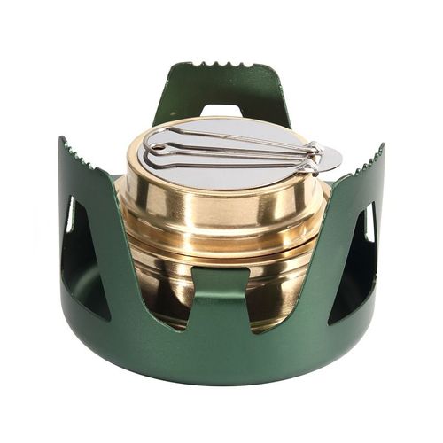 1 briquet à alcool vert foncé, mini réchaud à alcool portable d'extérieur