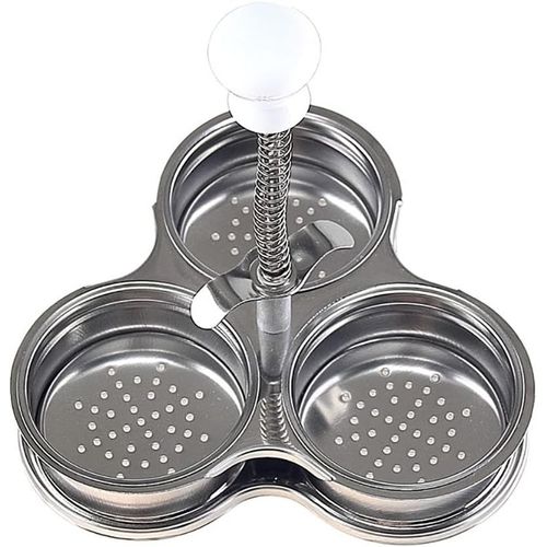 Cuiseur à ?ufs pochés à Trois grilles en Acier Inoxydable, Moule à ?ufs pochés,coquetiers pochés en Acier Inoxydable antiadhésif avec Trous pour Accessoires de Cuisine (Argent)