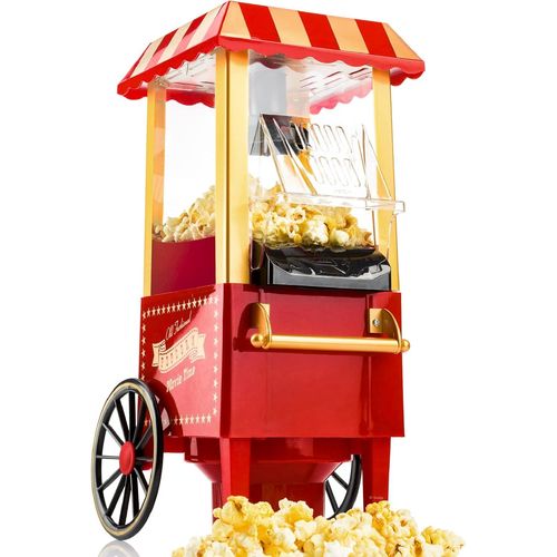 Machine à pop-corn à air chaud - Machine à pop-corn rétro - Pop-corn sans gras ni huile - En-cas sain - Machine à pop-corn rouge