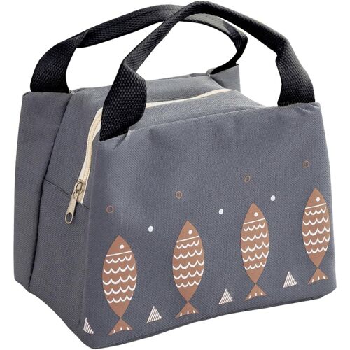 Sac Repas Lunch Bag Sac à Déjeune Sac Isotherme Enfant Insulated Lunch Cooler Sac Fourre-Tout Imperméable pour Hommes et Femmes 21 * 17 * 15cm (Gris foncé)
