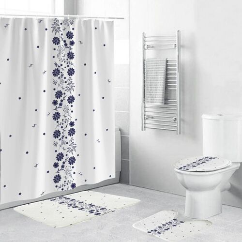 (B) Ensemble de rideaux de douche 4 pièces, ensemble de rideaux de salle de bain avec rideau de douche et tapis, ensemble de rideaux de bain à feuilles botaniques (couleur : orange, taille : nous