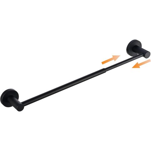 Porte-serviettes mural réglable de 39 à 69 cm, noir, acier inoxydable SUS304