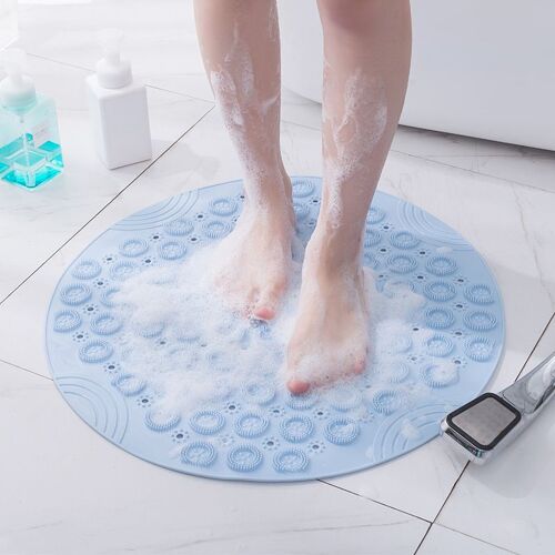 tapis de douche antidérapant bleu, tapis de sol à ventouses à séchage rapide, tapis de massage pour salle de bain
