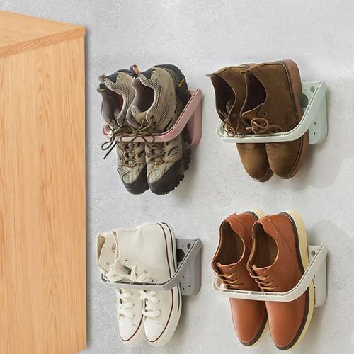 Kgabery-Étagère À Chaussures Murale,4 Pièces,Pliable,Économie D'espace,Assemblage Rapide,Aucun Outil Nécessaire,Organiseur De Chaussures En Plastique Pour Placard,Entrée,Charge Maximale : 10 Kg