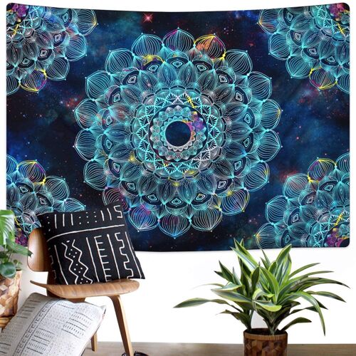 Mandala Tapisserie Lotus Murale Psychédélique Bohème Mystérieuse Tapisserie Murale Esthétique pour Décoration Murale pour Living Room Bedroom Dorm Room Studio Decor,150 x 200 cm