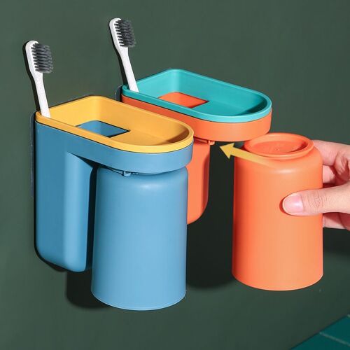 Porte-brosse à dents 2 pièces, ensemble familial de porte-brosse à dents préféré des enfants, porte-brosse de salle de bain orange bleu