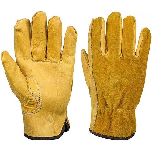 Gants de jardinage anti-épines pour hommes et femmes, gants de travail en cuir jaune, gants de jardinage intégraux, taille XL